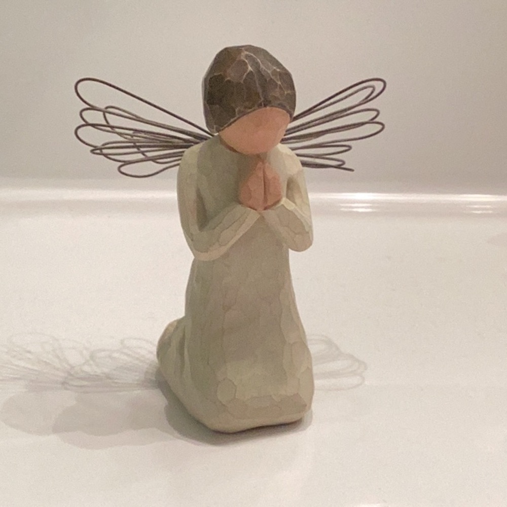 Willow Tree Praying Angel Figurine - Cream and Brown